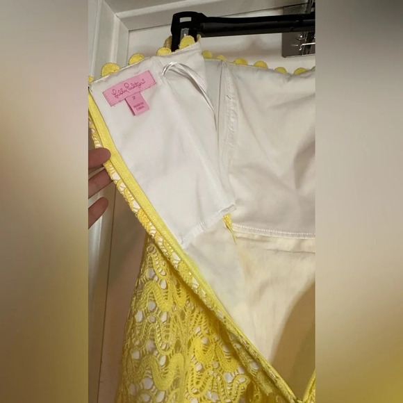 NWT Lilly Pulitzer Lakeland Ric Rac Lace Strapless Dress Starfruit Yellow Size 2 - Picture 9 of 13